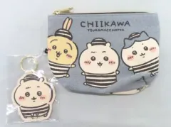 【中古】雑貨 A.ちいかわ＆ハチワレ＆うさぎ(囚人服) チャーム付きポーチ 「ちいかわ なんか小さくてかわいいやつ×しまむら」