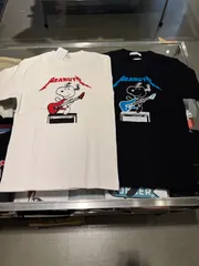 LUMBER（ランバー）SNOOPY PRINT T-SHIRTS スヌーピーTシャツ　PEANUTS　メタリカ風ロゴ　ホワイト、ブラック　251632