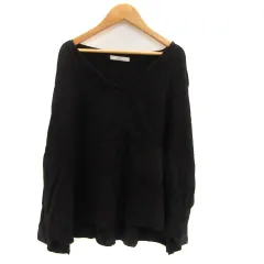 アングリッド UNGRID カットソー Vネック 長袖 オーバーサイズ F 黒 ブラック /HO55