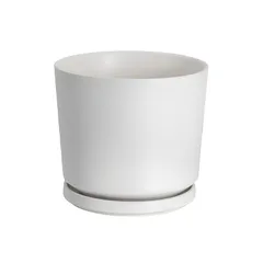 Ekirlin 植木鉢 陶器鉢 プランター 5号 受け皿付き 穴付き 白 おしゃれ 鉢 鉢植え インテリア 部屋 オフィス 室内 飾り 1.24kg 観葉植物 多肉植物 14cm 0