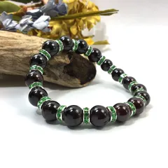 ガーネット パワーストーン ブレスレット 天然石 10mm （グリーン）メンズ・レディース 男性・女性 数珠ブレス 開運  [3] 