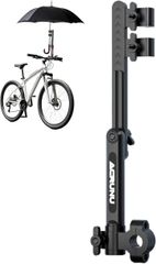 GRHONC 自転車 傘ホルダー 傘スタンド 強力固定 自由調整 折りたたみ式 360度回転式 ベビーカー バイク(ブラックxロゴ黒, 二つ折り)のサムネイル
