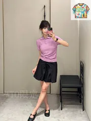 【今日WTO】Loewe Violet Emblem プリーツカラー T シャツ-QS98