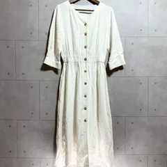 LOWRYS FARM ローリーズファーム シャツワンピース 7分袖 ロング 麻 リネン レーヨン混 FREE ホワイト 白 レディース SG244-24