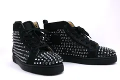 Christian Louboutin クリスチャンルブタン Louis Spikes ハイカット スニーカー スパイクス サテン ビジュー スワロフスキー ブラック 39.5サイズ（約24.5cm）