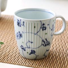 マグカップ おしゃれ 磁器 和風 和モダン 日本製 モダン波佐見焼 コップ コーヒーカップ コーヒーマグ 電子レンジ ブル―アラベスクマグ