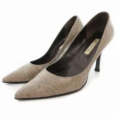 ダイアナ DIANA パンプス ポインテッドトゥ ピンヒール クロコダイル柄 型押し 23.5cm グレージュ /OU