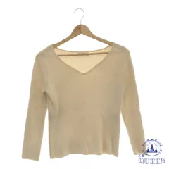 【訳アリ】 INED イネド トップス ニット Vネック 長袖 リブなし レディース ベージュ 9 901-6435 送料無料 古着