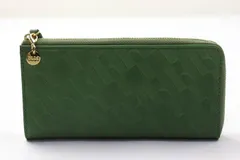 エル 長財布 未使用 牛革 型押し L字ファスナー ブランド ウォレット レディース グリーン ELLE