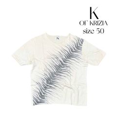K OF KRIZIA 半袖 薄手 ニット サマーニット ベージュ アニマル柄 ゼブラ コットン レディース size 50