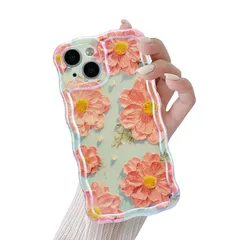 QLTYPRI iPhone 15 用 ケース ウェーブ TPU カバー おしゃれ 韓国 可愛い 花柄 iPhone15用 ケース 薄型 軽量 耐衝撃 スマホケース ワイヤレス充電対応 ストラップホール付き アイフォン15 ケース 6.1インチ 対応 -  1