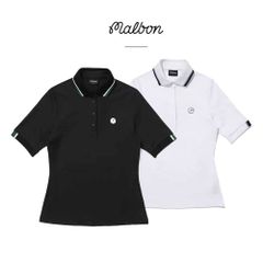 MALBON ストライプネック レディース ゴルフ ポロシャツ ファッション ゴルフ レディース 半袖 Tシャツ POLO 通気性 軽量 スポーツ カジュアル 多用途