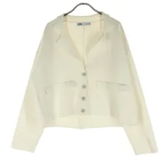 ZARA ザラ 長袖 ニットカーディガン L ホワイト レディース 古着