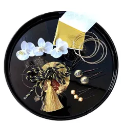 髪飾り 小さな胡蝶蘭　黒金組紐　卒業式 成人式 結婚式 金箔 hset_10b