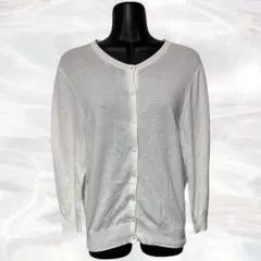 無印良品　カーディガン　ホワイト　レディース　長袖　シンプル　薄手　透け感あり　ポケットなし　丸首　ボタンあり　ベーシック