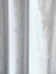 【エコファイン・アルミ蒸着 (3384SV) 日本製】省エネ 遮熱 断熱 保温 UVカット 遮像 ミラー レースカーテン 幅150cmX丈133cm(２枚入)