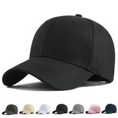 ブラック無地_60.0-68.0 cm RF キャップ 大きいサイズ 帽子 メンズ 深め 特大60-68cm 100%コットン 男女兼用 おしゃれ かっこいい つば長 人気 ぼうし ブラック無地