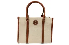 トリーバーチ TORY BURCH 25-26AW SAMLL TOTE モノグラム キャンバス スモール トート ステッチ ２WAY ハンドバッグ ゴールド金具 BEIGE ショルダーバッグ・メッセンジャーバッグ ロゴ ベージュ 104B-68