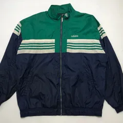 adidas 90’s アディダス ナイロンジャケット ブルゾン スリーライン刺繍 タイ製 90年代 メンズXL グリーン/ブラック
