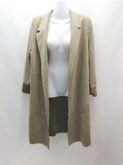 ◇ ZARA ザラ シンプル ポケット付き ロング 秋冬 長袖 コート サイズM カーキー レディース E  【1304120023505】