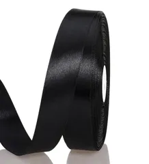 サテンリボン 黒 幅15 mm 縦長100ヤード 約91メートル 大容量 ギフトラッピング用リボン ちょう結び 包装 贈り物 プレゼント用リボン 長い お徳用 花材 花束 装飾 クラフト DIY 手芸用アクセサリー ブラック