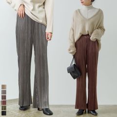 Re:EDIT ベロアランダムプリーツキックフレアパンツ