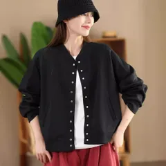 ジャケット レディース 秋 カーディガン アウター ブルゾン スタジャン 春 きれいめ カジュアル 体型カバー ゆったり ポケット付き ノーカラー 羽織り オシャレ ストリート 長袖 無地 おしゃれ かわいい 大人 zimo01