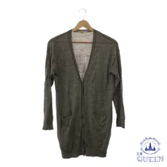 【訳アリ】 NATURAL BEAUTY BASIC ナチュラルビューティーベーシック カーディガン ロング リブ Vネック ピュアウール 長袖 レディース グレー M 901-5045 送料無料 古着