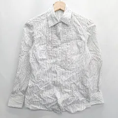 ◇ ⊇ NEWYORKER ニューヨーカー ストライプ柄 長袖 シャツ サイズ9R ホワイト系 レディース E  【1409240031628】