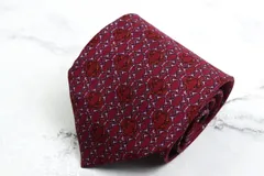 ランセル ブランド ネクタイ パネル柄 ドット シルク メンズ ワインレッド LANCEL 【中古】