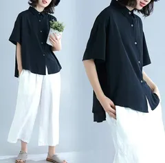 シャツ レディース 半袖 ロングシャツ 春 夏 シャツブラウス レディース 大きいサイズ ゆったり 体型カバー オーバーサイズ mlyx01