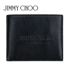 ジミーチュウ 財布 二つ折り 小銭入れ付き Jimmy Choo LUKA LDA BLACK / GUNMETAL ルカ ブラック ガンメタル レザー 本革 ロゴ エンボス ミニ財布 コンパクト