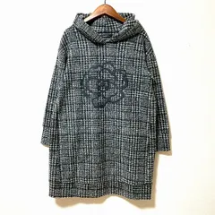 #wnc インゲボルグ INGEBORG チュニック 黒 グレー チェック 花 フード付き 美品 レディース [940176]