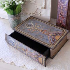 ブック ドロワーケース 小物入れ 本 ブック型 引出しケース バード (129) アンティーク調 雑貨 アンティーク風 輸入雑貨 フレンチカントリー 洋風 ヨーロピアン ディスプレイ