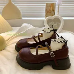 パンプス メリージェーン ストラップパンプス 厚底 レディース ロリータパンプス 森ガール 四季 ミドルヒール 学院風 太ヒール 萌え系 可愛い  zeg5w210788のサムネイル