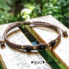 アンクレット orブレスレット 天然石【オニキス+アンティークメタルビーズ】