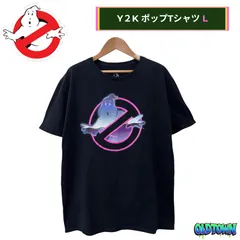 ゴーストバスターズ Tシャツ Lサイズ ブラック マッドエンジン MAD ENGINE 90s風 GHOSTBUSTERS ロゴプリント ネオン カラー ストリート ユニセックス ムービーT ムービー 映画 Y2K 古着 A543