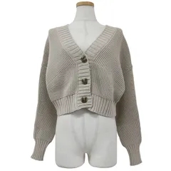 新品 FRAY I.D フレイアイディー カーディガン ベージュ FREE クロップド Vネック コットン ショート丈 ドロップショルダー コンパクトシルエット トップス 長袖 セーター ボレロ【レディース】