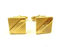 ■美品■ ChristianDior クリスチャンディオール ロゴモチーフ カフスボタン カフリンクス アクセサリー ゴールド系 DI1636 冠婚葬祭 結婚式 葬式
