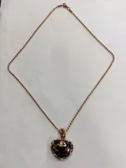 M19　フォリフォリ Folli Follie 　ネックレス 　アクセサリー  　ハート　ピンクゴールド　黒　ブラック　かわいい　おすすめ　レディース　中古品