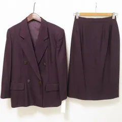 #wnc バーバリー BURBERRY スカートスーツ セットアップ 7AR 紫 ダブル ヴィンテージ レディース [946970]