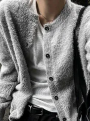 [COSYHARU公式]24FW新作 厚手アンゴラ セミオーバーサイズカーディガン