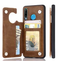 【数量限定】薄い茶 4e 4e nova p30 ファーウェイ ケース ケース 横置き機能 収納 カード IC 片手操作背面 ポケッ 磁石吸着 PU革 高級 HWV33 au Premium lite lite P30 P30 ケース（レトロブラウン）HUAW