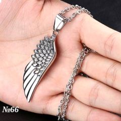 【 新品 未使用 】T66 メンズネックレス フェザー シルバー 縦5.7cm横1.9cm しる ネックレス メンズ