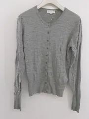 ◇ JOHN SMEDLEY ジョンスメドレー 英国製 ウール100% 長袖 ニット カーディガン サイズS グレー系 レディース正面右側に P  【1303310000500】