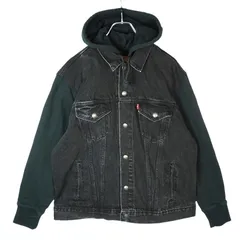リーバイスLevisフェイクレイヤードデニムジャケットフーディパーカーブルゾン黒ブラックVINTAGEFITヴィンテージフィット40328