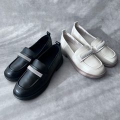 ビジューローファー　ブラック/ベージュ