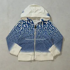 【100cm】DIESEL L/S Zip Up Hoodie/ ディーゼル　フーディー　パーカー　長袖　総柄　白