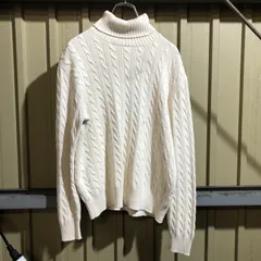 565 Ralph Lauren Sport タートルネック セーター ホワイト L〜XL ラルフローレン スポーツ ニット コットン 無地 古着卸 アメリカ仕入