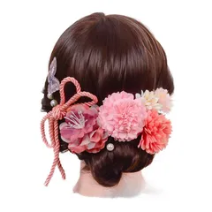 ドライフラワー 水引 花 振袖 和服 ヘアーアレンジ 和装 【10点セット】ヘアアクセサリー 着物 袴 セット 浴衣 成人式 成人式 結婚式 髪飾り 卒業式 七五三 人気 お祭り ポニーテール 【2025年のNEWスタイル】髪飾り 金箔10枚付き(ピンク)